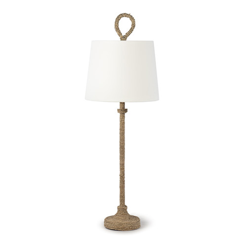Jute wrapped coastal lamp with white linen shade